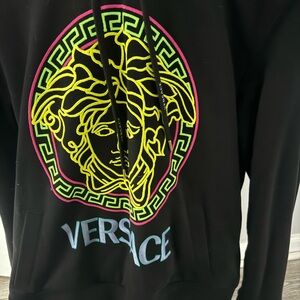 Versace Black Hoodie with Neon Medusa Design